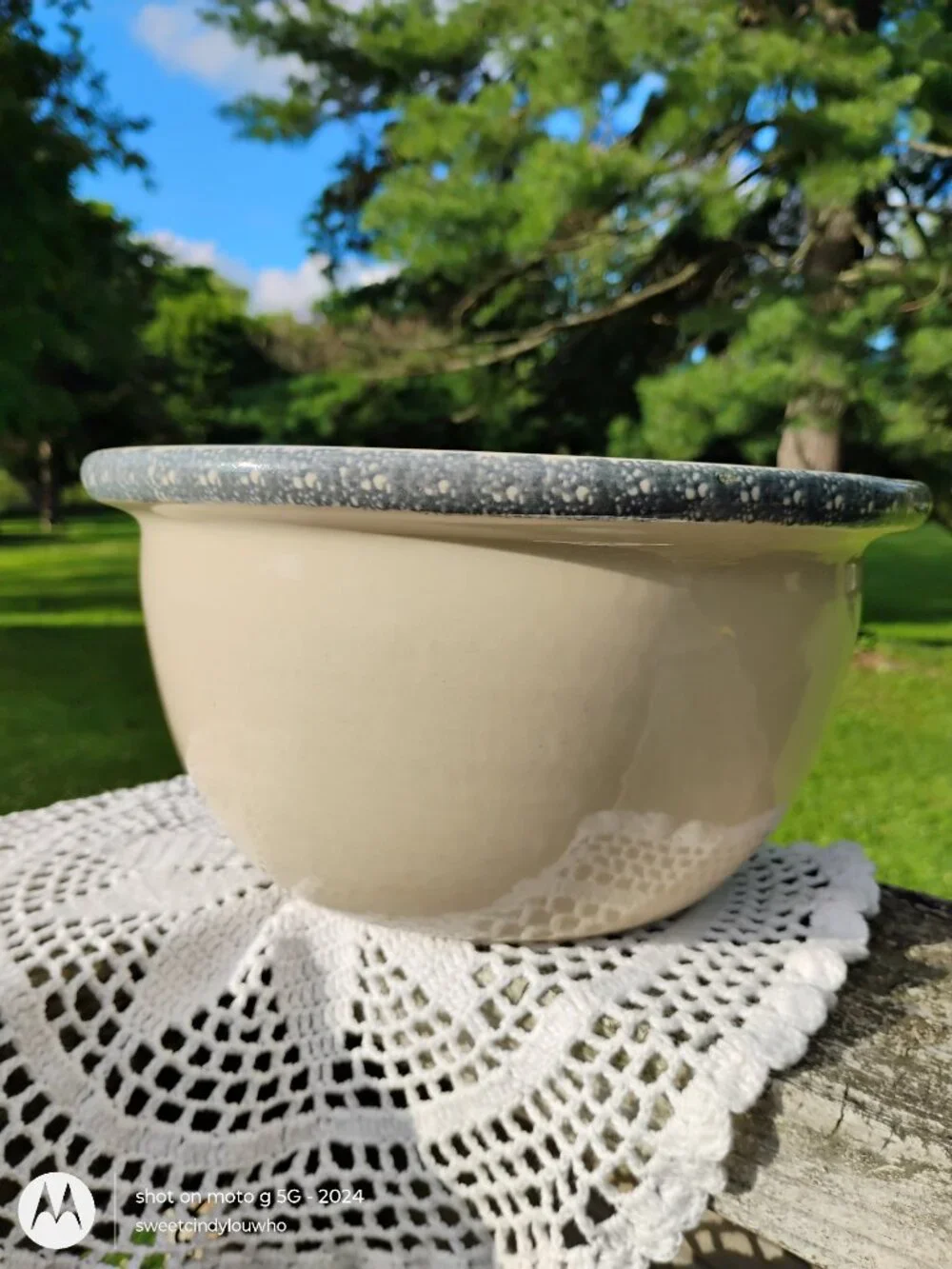 Home and Garden Party large stoneware mixing bowl rustic apple pattern July 2000